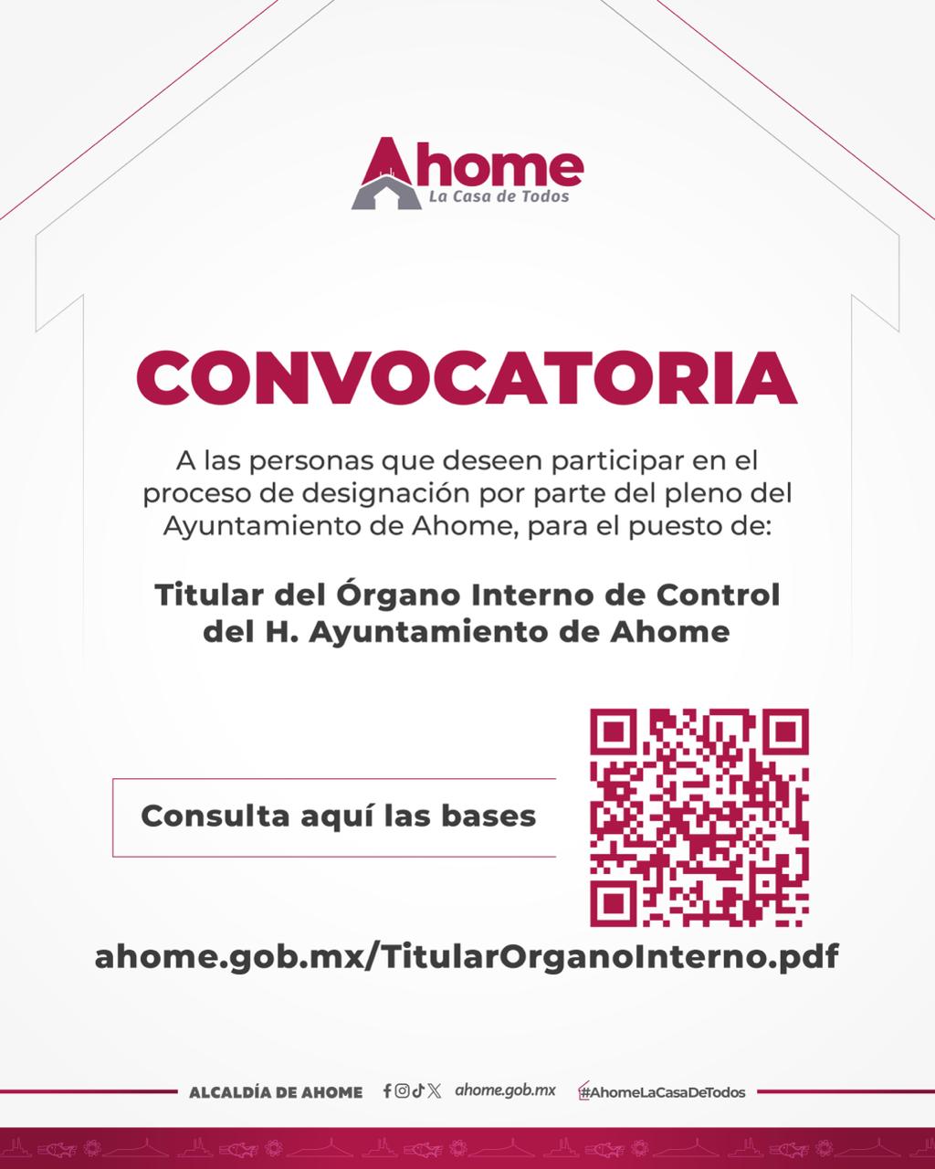Se apertura la convocatoria para elección del encargado del Órgano Interno de Control.