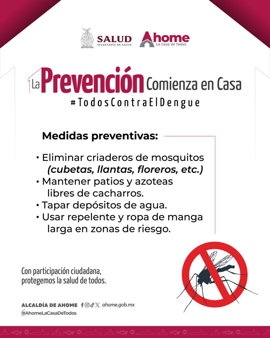 Ahome se suma al programa “Todos contra el Dengue”, e invita a la ciudadanía a participar.
