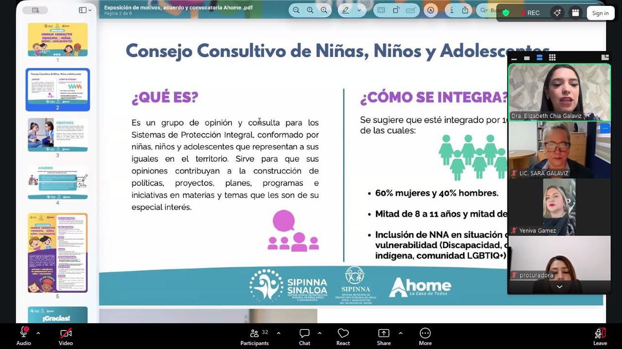Aprueban en Ahome creación del Consejo Consultivo Infantil durante sesión ordinaria de SIPINNA.