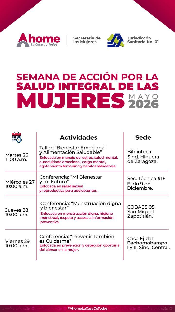 Impulsa SEMUJERES Ahome Semana de Acción por la Salud Integral de las Mujeres.