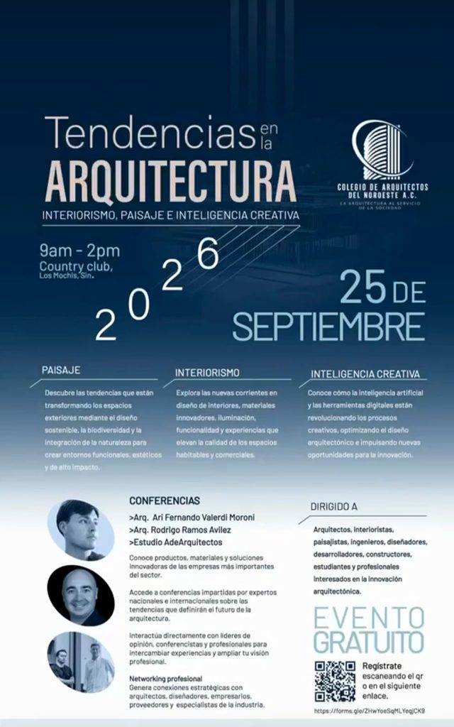 Ahome será sede de “Tendencias en la Arquitectura 2026” con conferencias sobre IA, paisaje e interiorismo.