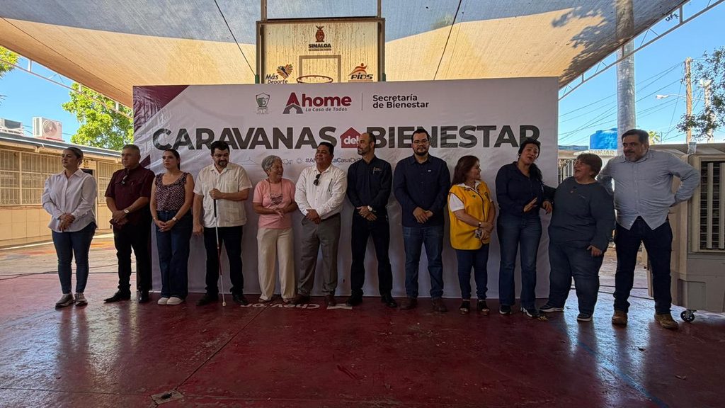Caravana del Bienestar llega a la colonia Texas; anuncian rehabilitación de cancha escolar.